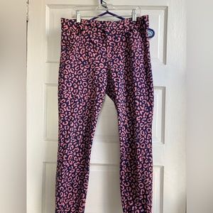 Old Navy pink and blue animal print pixie pant